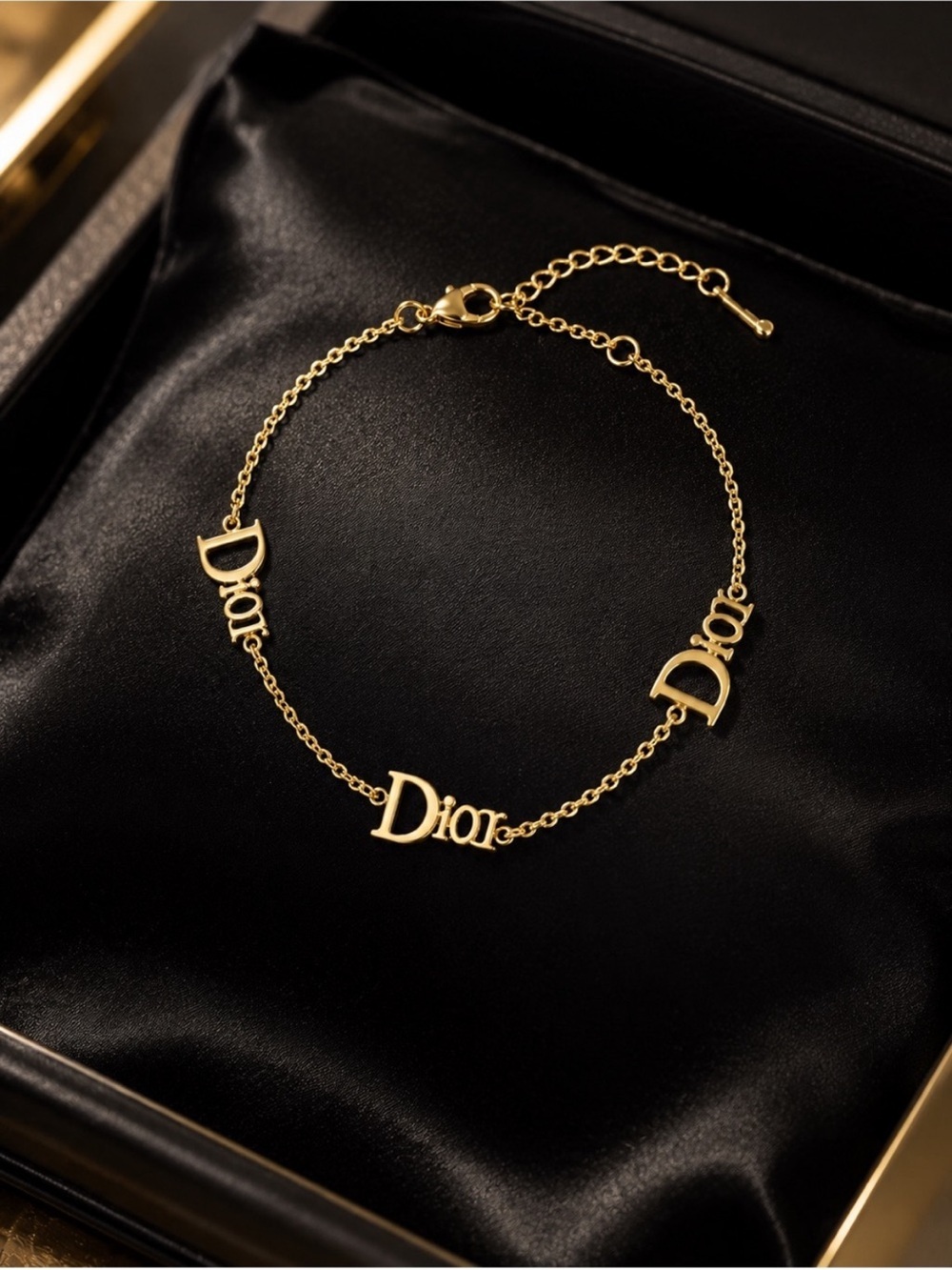 Gold Dior Logo Link Bracelet